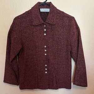 Willow Maroon Knit Button-Up Jacket